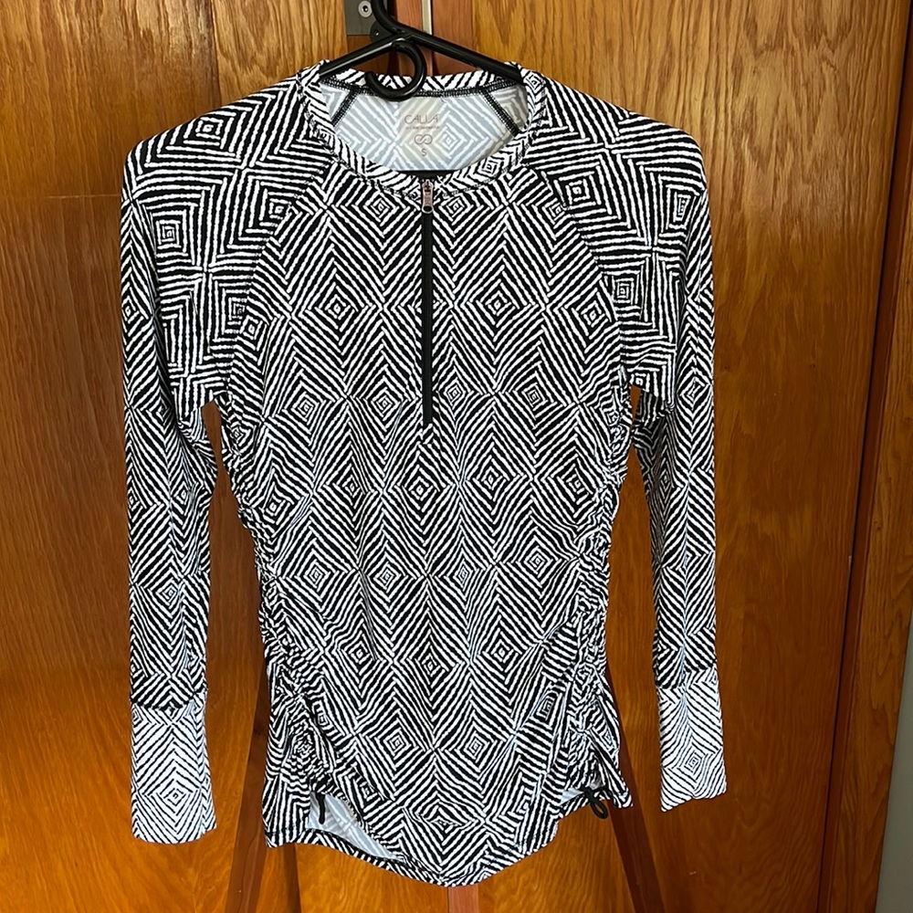 CALIA 1/4 Zip Long-Sleeve Top with Drawstring Sides